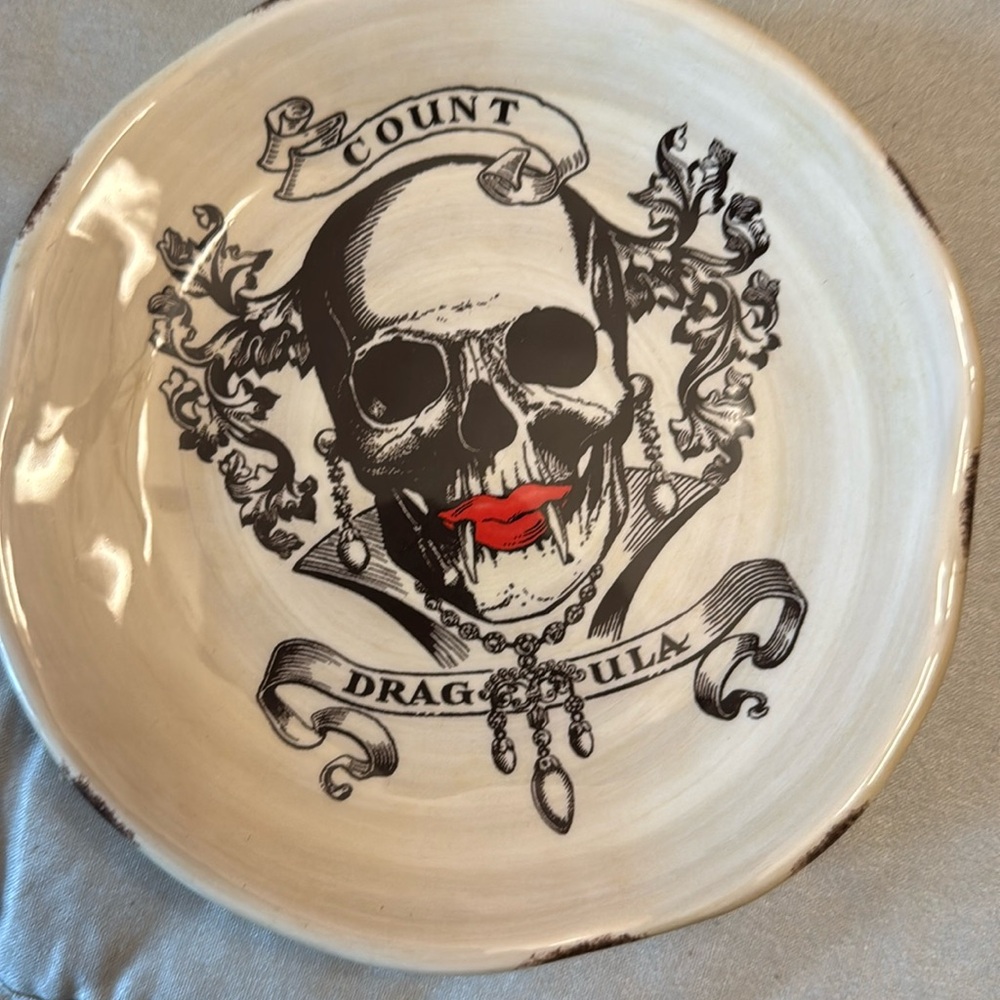 Halloween Dessert plates. Set a four. Ghoulish. Vintage. Dept. 56 New in box - Picture 2 of 11